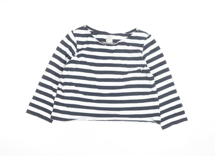 Jack Wills Women’s Blue Striped 3/4 Sleeve Cotton T-Shirt UK 10