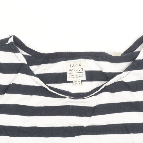 Jack Wills Women’s Blue Striped 3/4 Sleeve Cotton T-Shirt UK 10