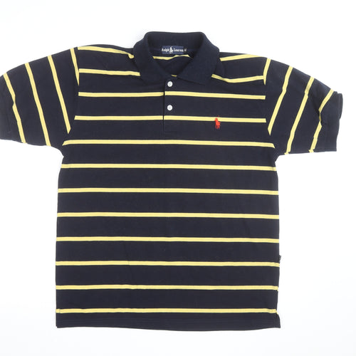 Ralph Lauren Men's Blue Yellow Striped Polo Shirt Size M