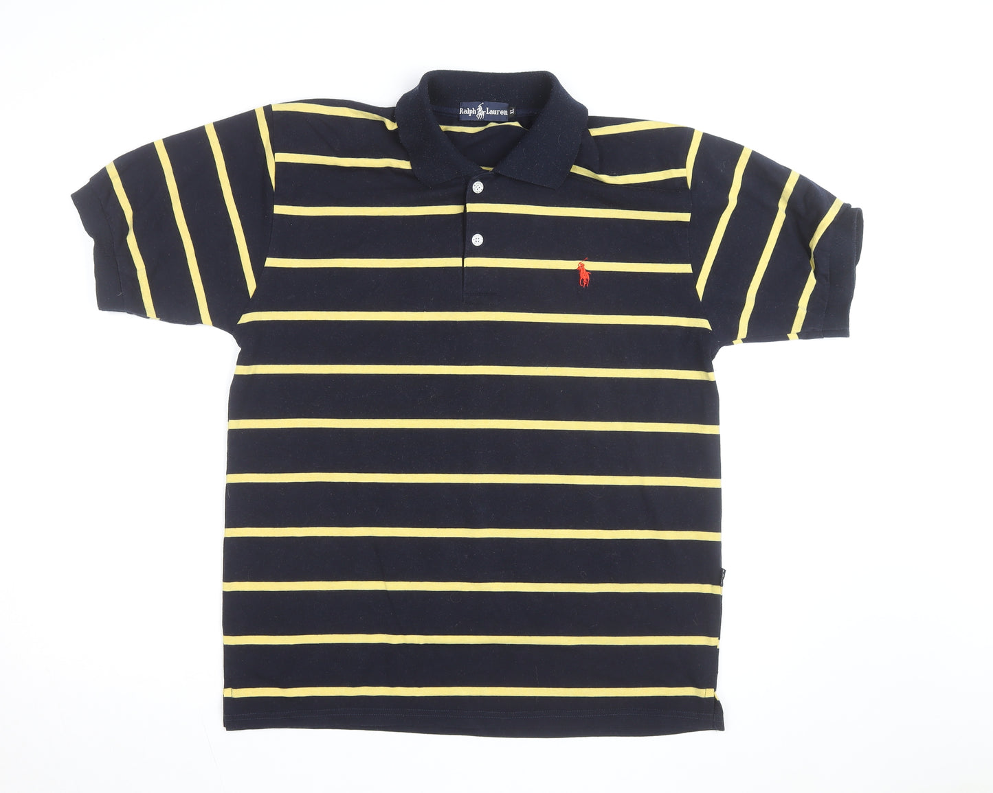 Ralph Lauren Men's Blue Yellow Striped Polo Shirt Size M