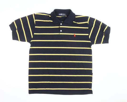 Ralph Lauren Men's Blue Yellow Striped Polo Shirt Size M