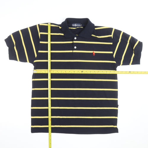 Ralph Lauren Men's Blue Yellow Striped Polo Shirt Size M