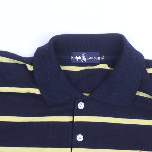 Ralph Lauren Men's Blue Yellow Striped Polo Shirt Size M