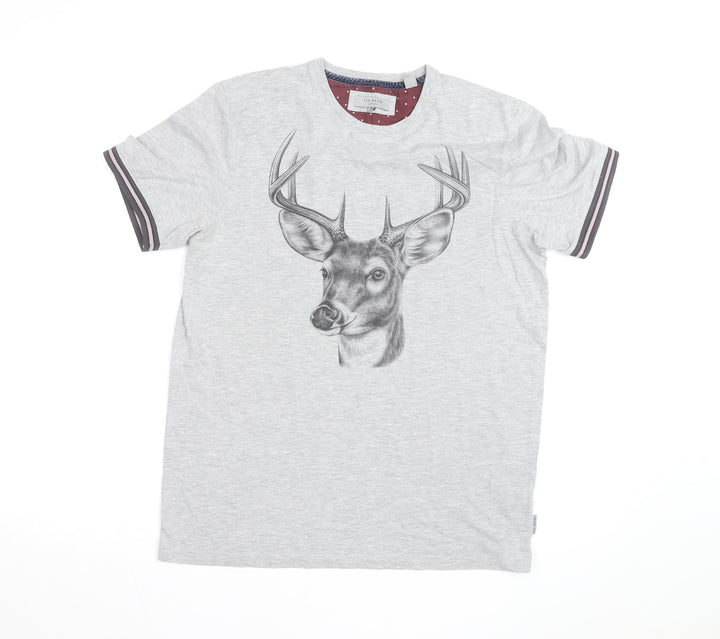 Ted Baker Men's Grey Deer Print Crew Neck T-Shirt Size M