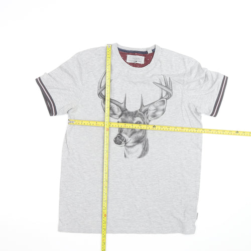 Ted Baker Men's Grey Deer Print Crew Neck T-Shirt Size M