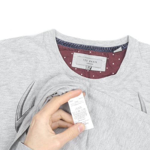 Ted Baker Men's Grey Deer Print Crew Neck T-Shirt Size M