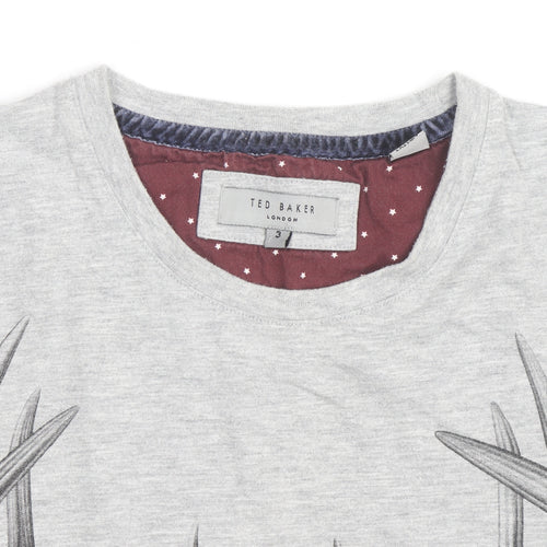 Ted Baker Men's Grey Deer Print Crew Neck T-Shirt Size M