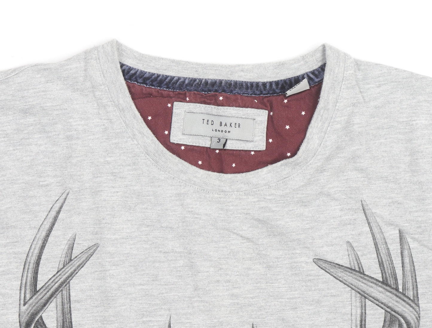 Ted Baker Men's Grey Deer Print Crew Neck T-Shirt Size M