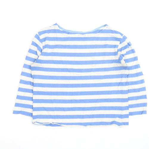 Seasalt Women Blue White Striped 3/4 Sleeve Cotton Nautical Top Size 12