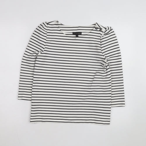 Phase Eight Women’s White Striped Stretch Jersey Top UK 8