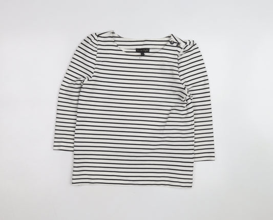 Phase Eight Women’s White Striped Stretch Jersey Top UK 8