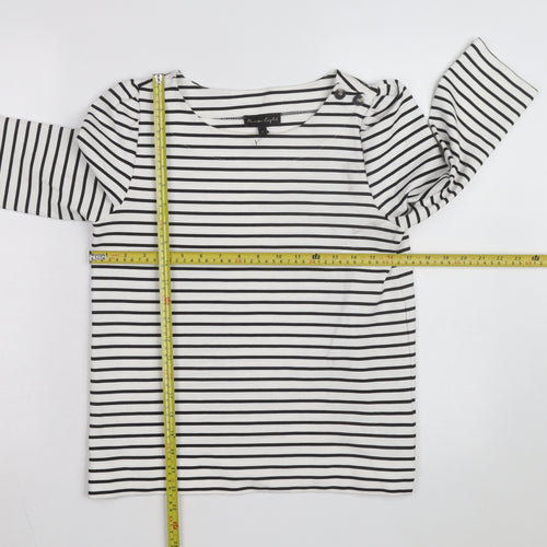Phase Eight Women’s White Striped Stretch Jersey Top UK 8