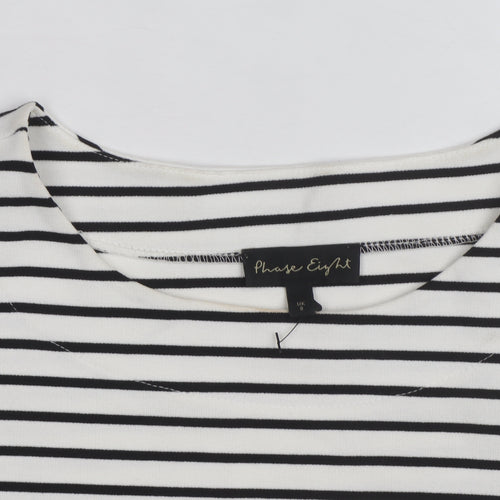 Phase Eight Women’s White Striped Stretch Jersey Top UK 8