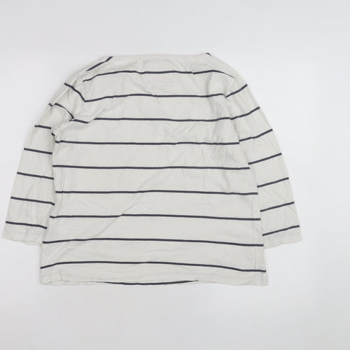 Crew Clothing Women’s White Striped Boat Neck Long Sleeve Cotton Top Size 10