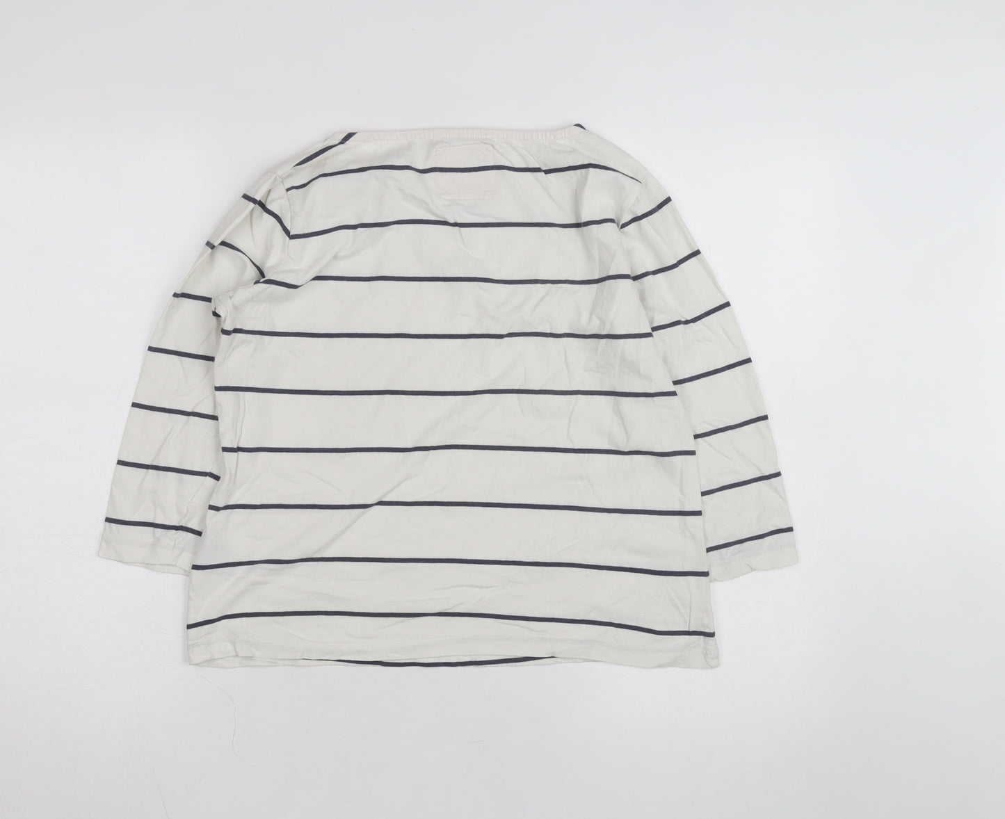 Crew Clothing Women’s White Striped Boat Neck Long Sleeve Cotton Top Size 10