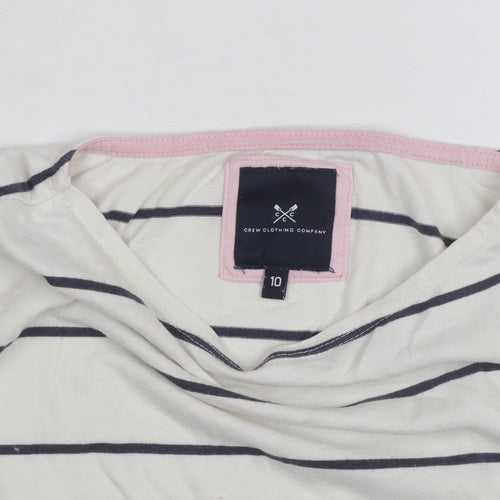 Crew Clothing Women’s White Striped Boat Neck Long Sleeve Cotton Top Size 10