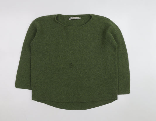 Seasalt Cornwall Women Green Wool Crew Neck Knit Jumper Size 12