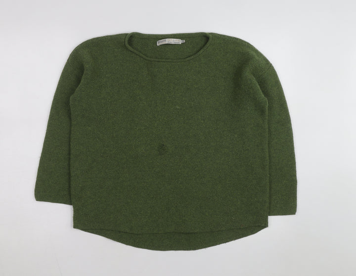 Seasalt Cornwall Women Green Wool Crew Neck Knit Jumper Size 12