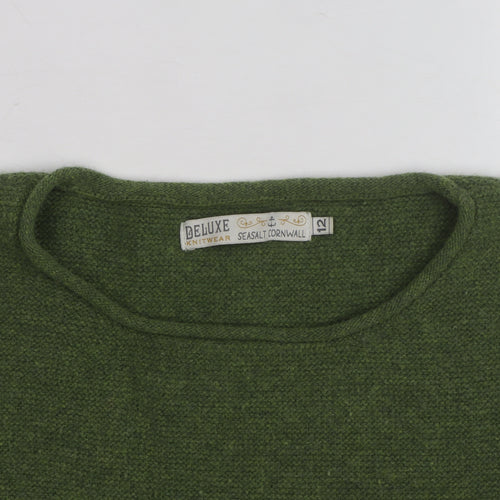 Seasalt Cornwall Women Green Wool Crew Neck Knit Jumper Size 12