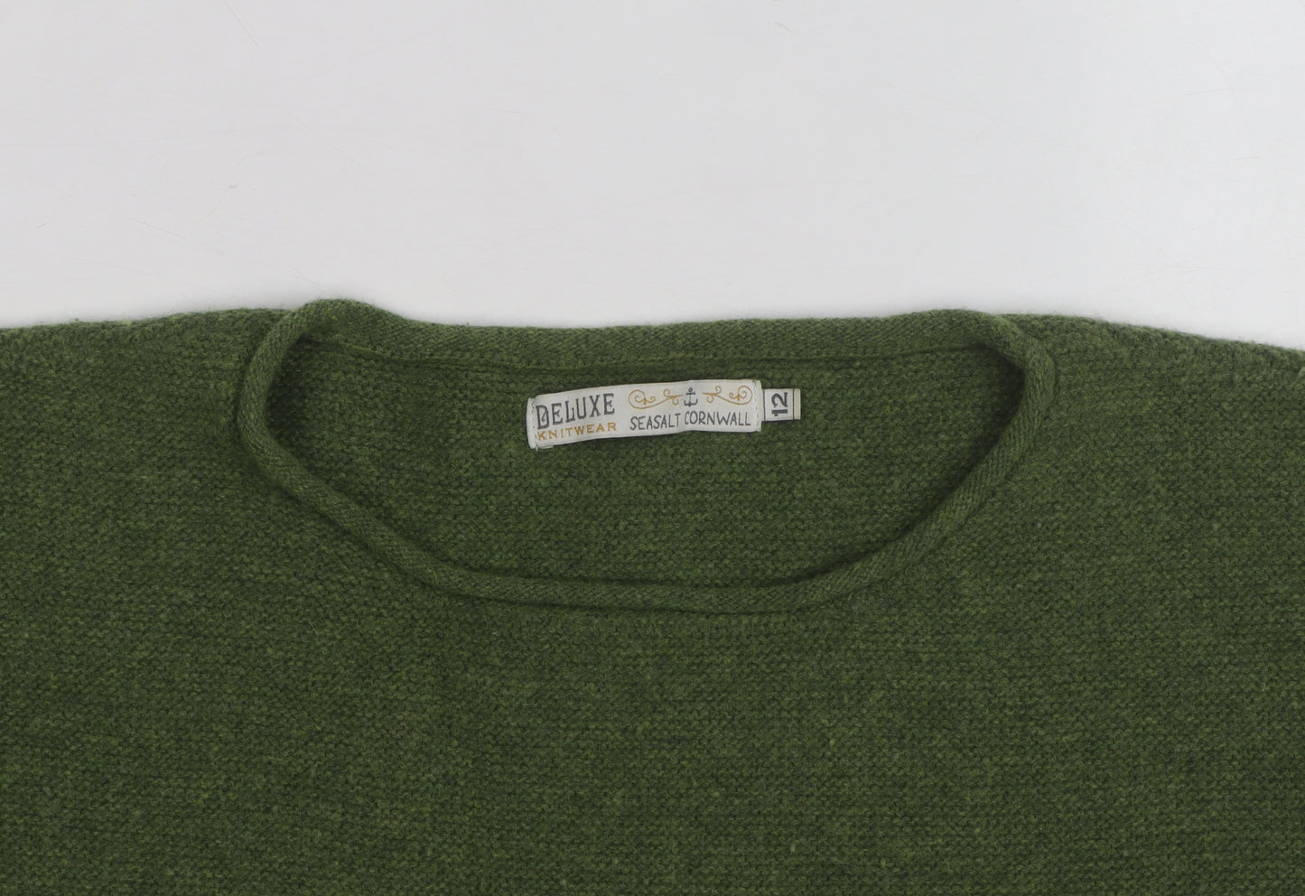 Seasalt Cornwall Women Green Wool Crew Neck Knit Jumper Size 12