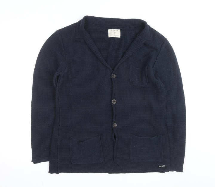 Guess Men's Blue Cotton Knit Cardigan Size M Casual Classic