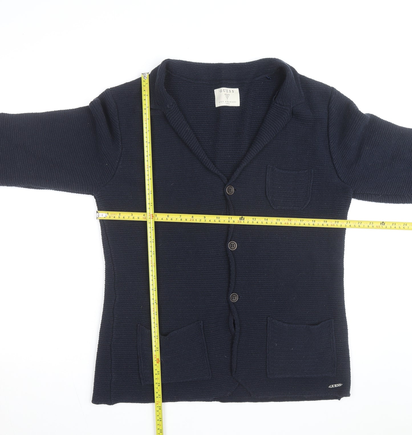 Guess Men's Blue Cotton Knit Cardigan Size M Casual Classic