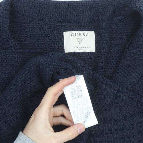 Guess Men's Blue Cotton Knit Cardigan Size M Casual Classic