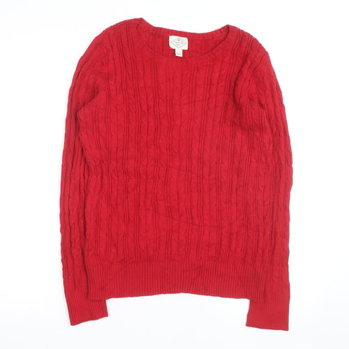 St. John's Bay Women's Red Cable Knit Cotton Jumper Size L