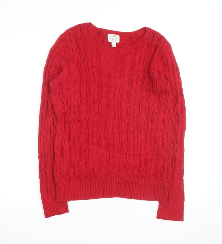 St. John's Bay Women's Red Cable Knit Cotton Jumper Size L