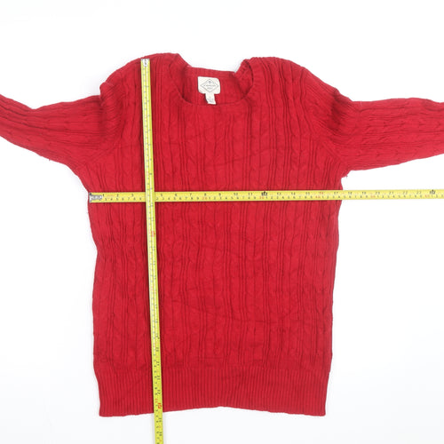 St. John's Bay Women's Red Cable Knit Cotton Jumper Size L