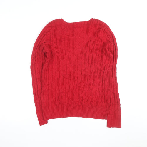 St. John's Bay Women's Red Cable Knit Cotton Jumper Size L
