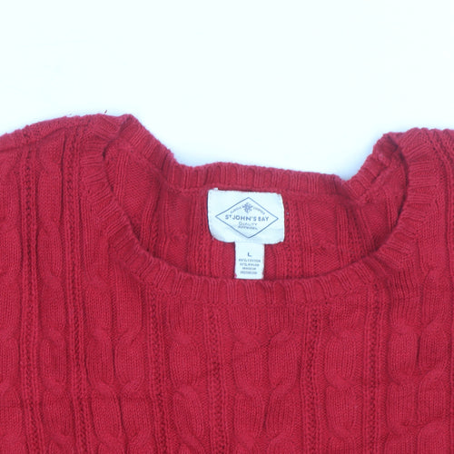St. John's Bay Women's Red Cable Knit Cotton Jumper Size L