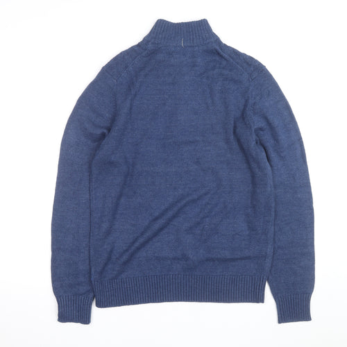 IZOD Men's Blue Cotton Cable-Knit 1/2 Zip Jumper Size M