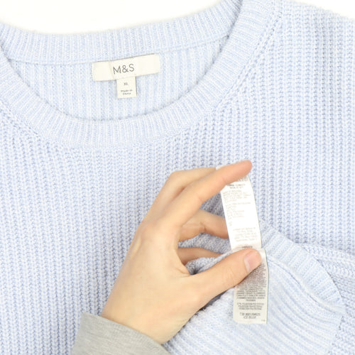 Marks and Spencer Men’s Blue Chunky Knit XL Crew Neck Jumper
