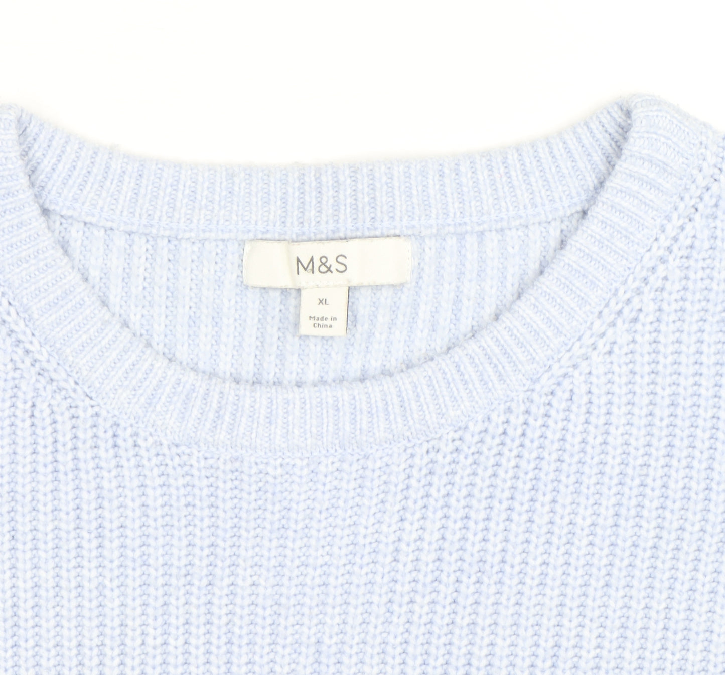 Marks and Spencer Men’s Blue Chunky Knit XL Crew Neck Jumper