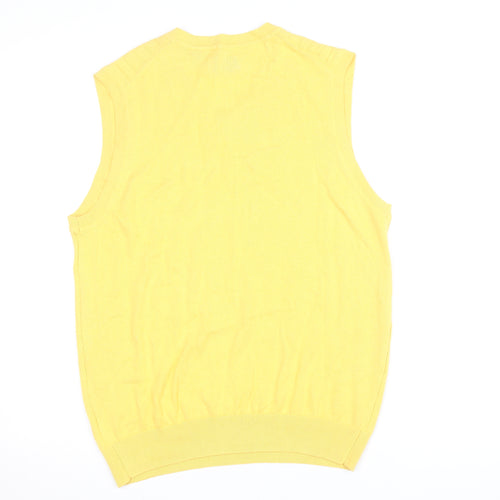 Southern Pines Men's Yellow Cotton Cable-Knit V-Neck Vest L