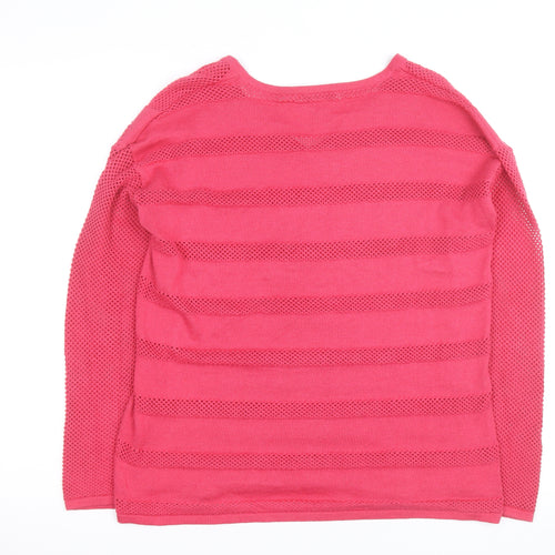Design History Women's Pink V-Neck Open-Knit Jumper Size L