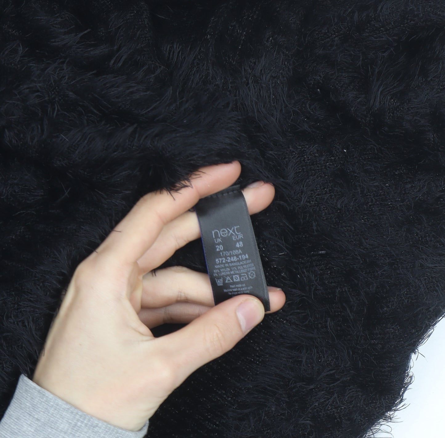 Next Women’s Black Fluffy Relaxed Fit Long Sleeve Cardigan Size 20