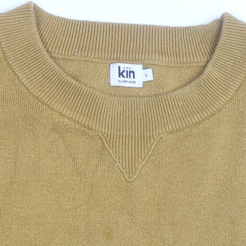Kin by John Lewis Men's Yellow Wool Crew Neck Jumper Size L