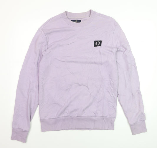 Fred Perry Men's Purple Cotton Crew Neck Sweatshirt M