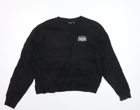 Vans Men's Black Medium Pullover Sweatshirt Crew Neck Graphic Print