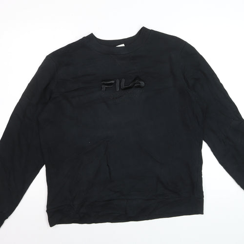 FILA Men’s Black Pullover Sweatshirt L Logo Crew Neck Sportswear