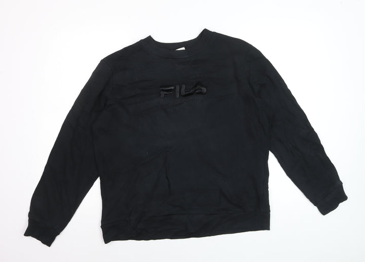 FILA Men’s Black Pullover Sweatshirt L Logo Crew Neck Sportswear