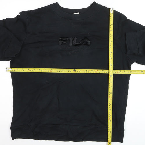 FILA Men’s Black Pullover Sweatshirt L Logo Crew Neck Sportswear