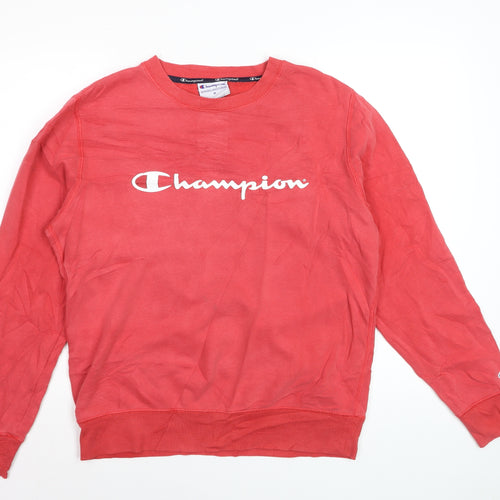 Champion Men's Red Logo Pullover Sweatshirt Size M