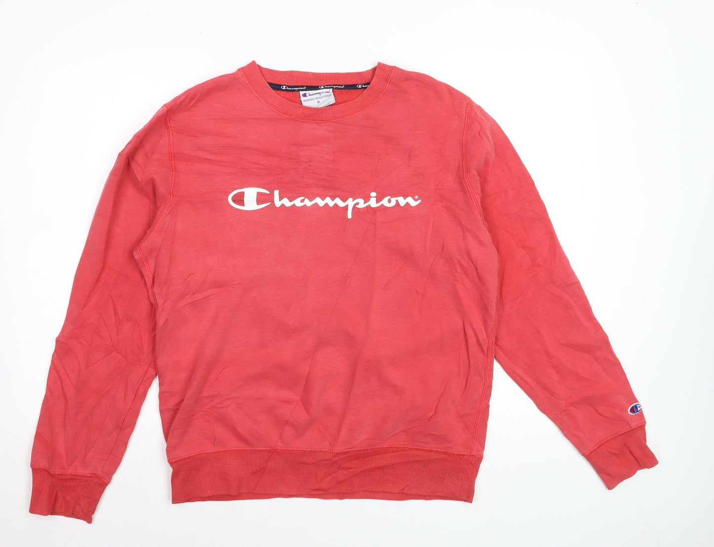 Champion Men's Red Logo Pullover Sweatshirt Size M