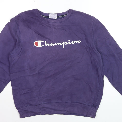 Champion Men's Purple Logo Pullover Sweatshirt M Regular Fit