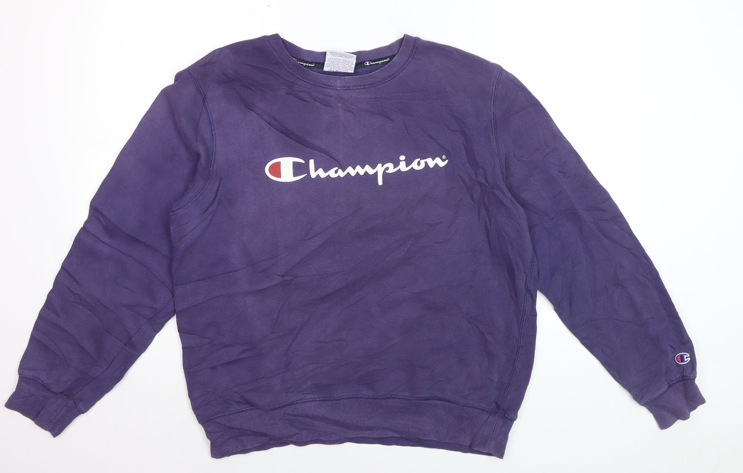 Champion Men's Purple Logo Pullover Sweatshirt M Regular Fit