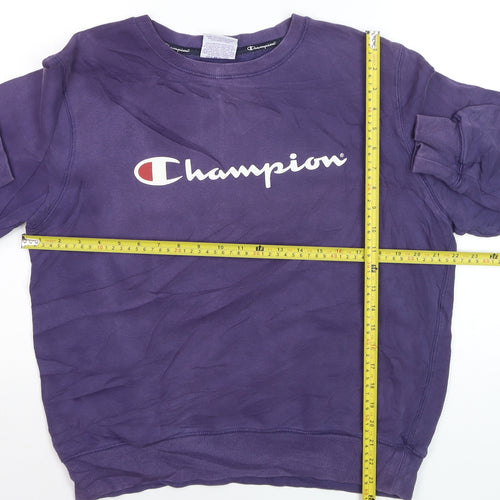 Champion Men's Purple Logo Pullover Sweatshirt M Regular Fit