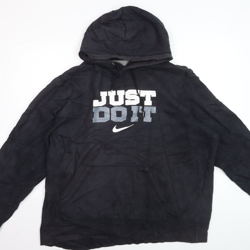 Nike Mens Black 2XL Pullover Hoodie Just Do It Sports Fleece